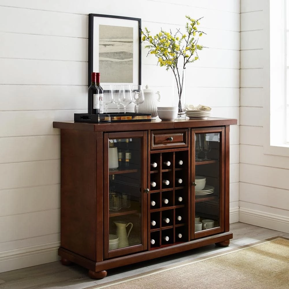 Alexandria Mahogany Bar with Sliding Top by CROSLEY FURNITURE 4 Alexandria Mahogany Bar with Sliding Top by CROSLEY FURNITURE - Image 2