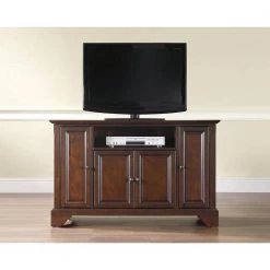 LaFayette 48 in. Mahogany Wood TV Stand Fits TVs Up to 50 in. with Storage Doors by CROSLEY FURNITURE