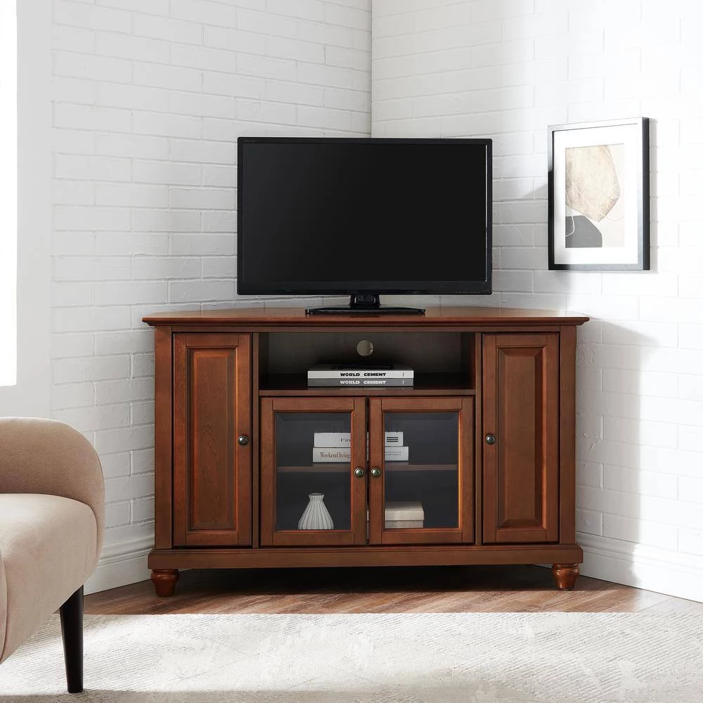 Cambridge 48 in. Mahogany Wood Corner TV Stand Fits TVs Up to 52 in. with Storage Doors by CROSLEY FURNITURE 8 Cambridge 48 in. Mahogany Wood Corner TV Stand Fits TVs Up to 52 in. with Storage Doors by CROSLEY FURNITURE - Image 6