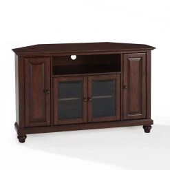 Cambridge 48 in. Mahogany Wood Corner TV Stand Fits TVs Up to 52 in. with Storage Doors by CROSLEY FURNITURE