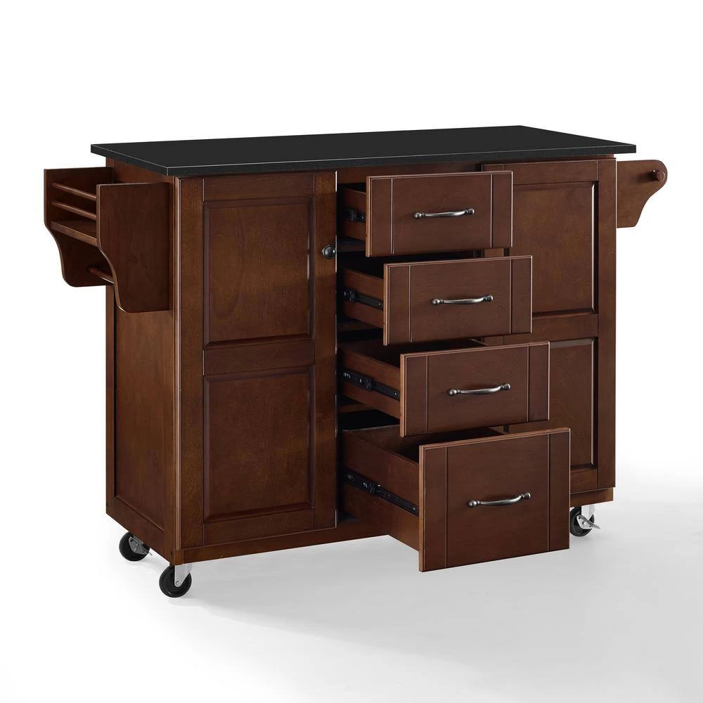 Eleanor Mahogany Kitchen Cart with Black Granite Top by CROSLEY FURNITURE 6 Eleanor Mahogany Kitchen Cart with Black Granite Top by CROSLEY FURNITURE - Image 4