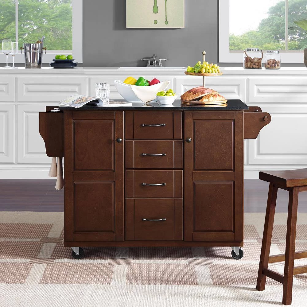 Eleanor Mahogany Kitchen Cart with Black Granite Top by CROSLEY FURNITURE 10 Eleanor Mahogany Kitchen Cart with Black Granite Top by CROSLEY FURNITURE - Image 8