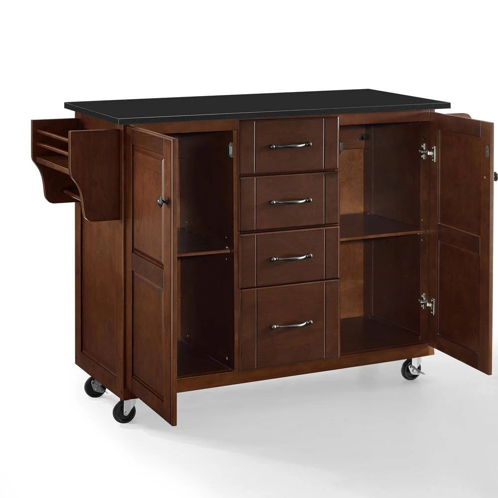 Eleanor Mahogany Kitchen Cart with Black Granite Top by CROSLEY FURNITURE 7 Eleanor Mahogany Kitchen Cart with Black Granite Top by CROSLEY FURNITURE - Image 5