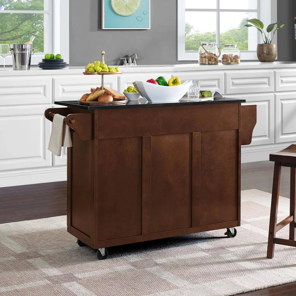 Eleanor Mahogany Kitchen Cart with Black Granite Top by CROSLEY FURNITURE 9 Eleanor Mahogany Kitchen Cart with Black Granite Top by CROSLEY FURNITURE - Image 7