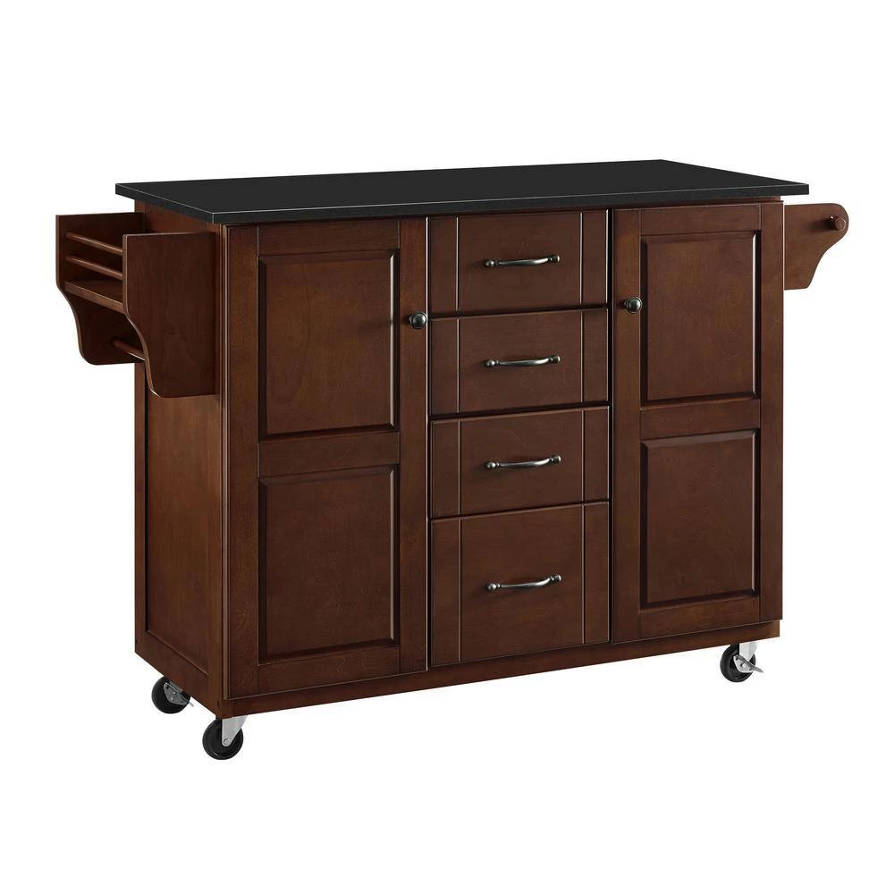 Eleanor Mahogany Kitchen Cart with Black Granite Top by CROSLEY FURNITURE 5 Eleanor Mahogany Kitchen Cart with Black Granite Top by CROSLEY FURNITURE - Image 3