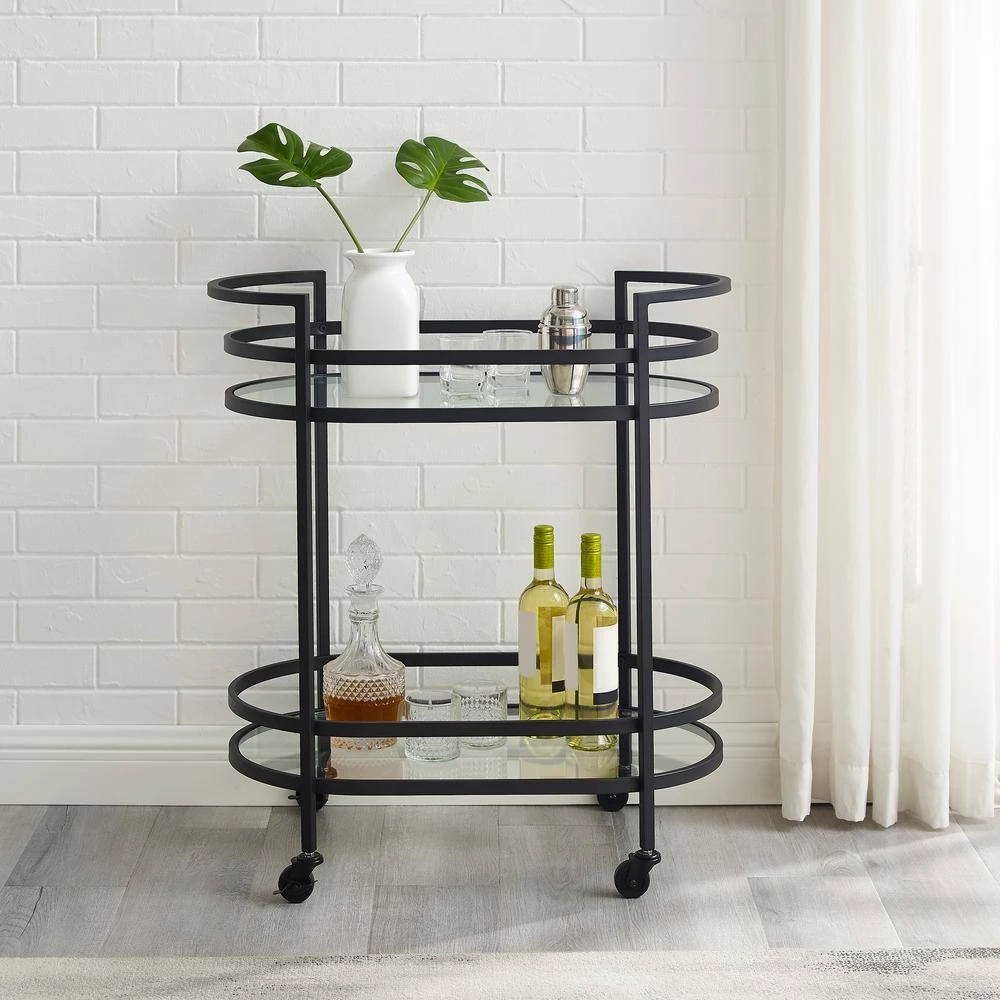 Bailey Matte Black Bar Cart by CROSLEY FURNITURE 6 Bailey Matte Black Bar Cart by CROSLEY FURNITURE - Image 4
