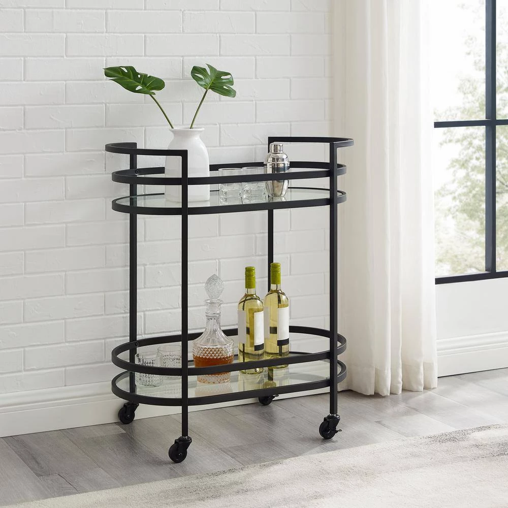 Bailey Matte Black Bar Cart by CROSLEY FURNITURE 4 Bailey Matte Black Bar Cart by CROSLEY FURNITURE - Image 2