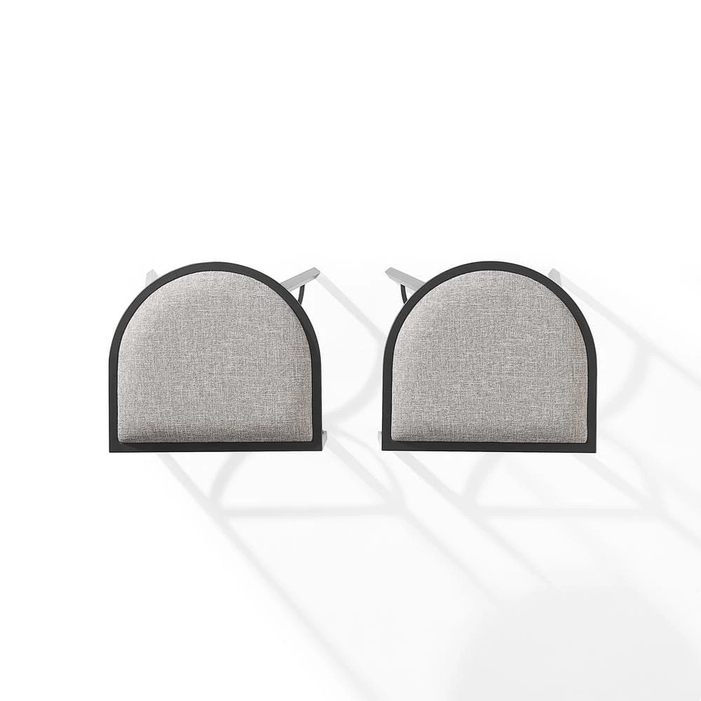 Ellery 24 in. Matte Black Backless Metal Cushioned Bar Stool with Fabric Seat (Set of 2) by CROSLEY FURNITURE 7 Ellery 24 in. Matte Black Backless Metal Cushioned Bar Stool with Fabric Seat (Set of 2) by CROSLEY FURNITURE - Image 5