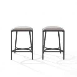 Ellery 24 in. Matte Black Backless Metal Cushioned Bar Stool with Fabric Seat (Set of 2) by CROSLEY FURNITURE 10 Ellery 24 in. Matte Black Backless Metal Cushioned Bar Stool with Fabric Seat (Set of 2) by CROSLEY FURNITURE -Deals CROSLEY FURNITURE Store matte black crosley furniture bar stools cf502624mb gy c3 1000