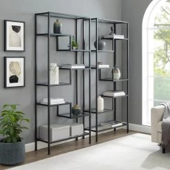 Sloane Matte Black 2PC Etagere Set by CROSLEY FURNITURE -Deals CROSLEY FURNITURE Store matte black crosley furniture bookcases bookshelves kf13051mb 44 1000