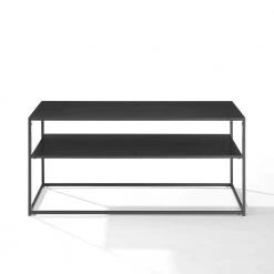 Braxton Matte Black Rectangle Metal Coffee Table with Shelf by CROSLEY FURNITURE -Deals CROSLEY FURNITURE Store matte black crosley furniture coffee tables cf1402 mb c3 1000
