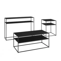 Braxton 3-Piece 38 in. Matte Black Medium Rectangle Metal Coffee Table Set with Shelf by CROSLEY FURNITURE