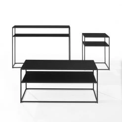 Braxton 3-Piece 38 in. Matte Black Medium Rectangle Metal Coffee Table Set with Shelf by CROSLEY FURNITURE -Deals CROSLEY FURNITURE Store matte black crosley furniture coffee tables kf14005mb c3 1000