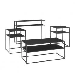 Braxton 3-Piece 38 in. Matte Black Medium Rectangle Metal Coffee Table Set with Drawers by CROSLEY FURNITURE