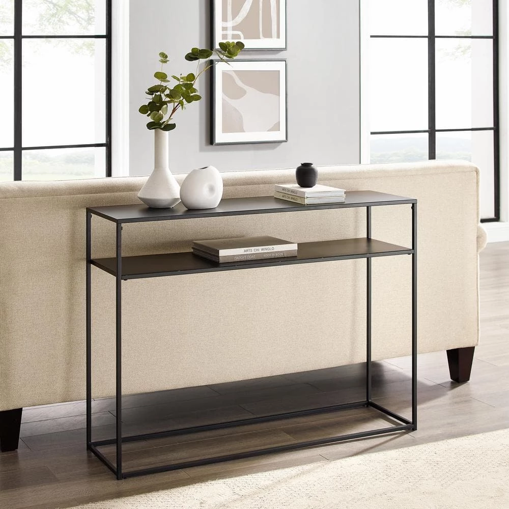 Braxton 42 in. Matte Black Standard Rectangle Metal Console Table by CROSLEY FURNITURE 4 Braxton 42 in. Matte Black Standard Rectangle Metal Console Table by CROSLEY FURNITURE - Image 2
