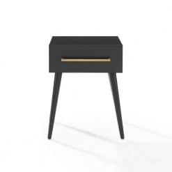 Everett 18 in. W Matte Black 24 in. H Square Manufactured Wood End Table by CROSLEY FURNITURE -Deals CROSLEY FURNITURE Store matte black crosley furniture end side tables cf6125 mb c3 1000