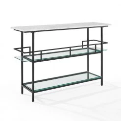 Aimee Matte Black 35.25 in. H Faux Marble Top Bar by CROSLEY FURNITURE -Deals CROSLEY FURNITURE Store matte black crosley furniture home bars cf4008 mb 4f 1000