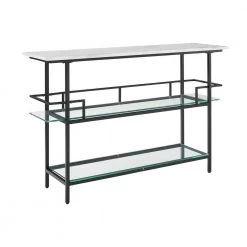 Aimee Matte Black 35.25 in. H Faux Marble Top Bar by CROSLEY FURNITURE