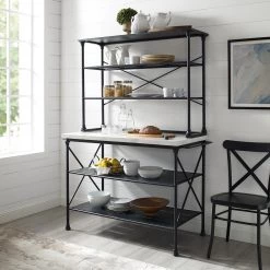 Madeleine Black Kitchen Island with Hutch by CROSLEY FURNITURE -Deals CROSLEY FURNITURE Store matte black crosley furniture kitchen islands kf13031mb 1f 1000