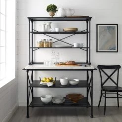 Madeleine Black Kitchen Island with Hutch by CROSLEY FURNITURE