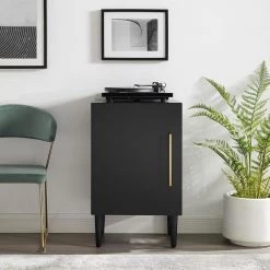 Everett Matte Black Record Player Stand by CROSLEY FURNITURE -Deals CROSLEY FURNITURE Store matte black crosley furniture media storage cf1104 mb 31 1000
