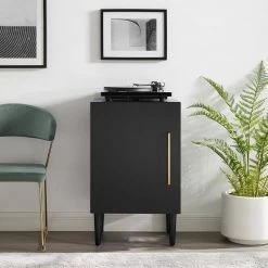 Everett Matte Black Record Player Stand by CROSLEY FURNITURE -Deals CROSLEY FURNITURE Store matte black crosley furniture media storage cf1104 mb 44 1000