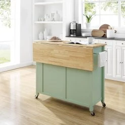 Savannah Mint Kitchen Cart with Drop Leaf by CROSLEY FURNITURE -Deals CROSLEY FURNITURE Store mint with natural top crosley furniture kitchen islands cf3031na mn 76 1000