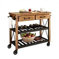 Roots Rack Industrial Natural Kitchen Cart with Towel Rack by CROSLEY FURNITURE -Deals CROSLEY FURNITURE Store natural crosley furniture kitchen carts cf3008 na 1f 1000