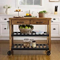 Roots Rack Industrial Natural Kitchen Cart with Towel Rack by CROSLEY FURNITURE -Deals CROSLEY FURNITURE Store natural crosley furniture kitchen carts cf3008 na 31 1000