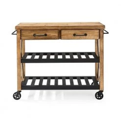 Roots Rack Industrial Natural Kitchen Cart with Towel Rack by CROSLEY FURNITURE