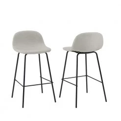 Riley 33.5 in. Oatmeal Low Back Metal Frame Counter Height Bar Stool (Set of 2) by CROSLEY FURNITURE