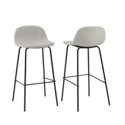 Riley 37.25 in. Oatmeal Low Back Metal Frame Bar Height Stool (Set of 2) by CROSLEY FURNITURE