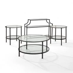 Aimee 4-Piece Oil Rubbed Bronze Round Glass Coffee Table Set with Shelf by CROSLEY FURNITURE 10 Aimee 4-Piece Oil Rubbed Bronze Round Glass Coffee Table Set with Shelf by CROSLEY FURNITURE -Deals CROSLEY FURNITURE Store oil rubbed bronze crosley furniture coffee tables kf13018bz c3 1000