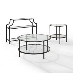 Aimee 3-Piece Oil Rubbed Bronze Round Glass Coffee Table Set with Shelf by CROSLEY FURNITURE 9 Aimee 3-Piece Oil Rubbed Bronze Round Glass Coffee Table Set with Shelf by CROSLEY FURNITURE -Deals CROSLEY FURNITURE Store oil rubbed bronze crosley furniture coffee tables kf13019bz c3 1000