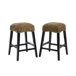 Edgewater 37in. Seagrass Backless Counter Stool (Set of 2) by CROSLEY FURNITURE