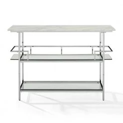 Aimee Chrome Bar with Paper Faux Marble Top by CROSLEY FURNITURE -Deals CROSLEY FURNITURE Store silver crosley furniture home bars cf4008 cr c3 1000
