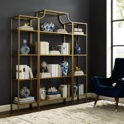 Aimee Soft Gold Etagere Set (3-Piece) by CROSLEY FURNITURE -Deals CROSLEY FURNITURE Store soft gold crosley furniture bookcases bookshelves kf65004gl 1f 1000