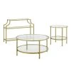 Aimee 3-Piece Gold Round Glass Coffee Table Set with Shelf by CROSLEY FURNITURE