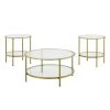 Aimee 3-Piece Gold Round Glass Coffee Table Set with Shelf by CROSLEY FURNITURE