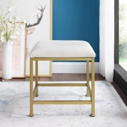 Aimee Soft Gold and Creme Vanity Stool by CROSLEY FURNITURE -Deals CROSLEY FURNITURE Store soft gold crosley furniture makeup vanities cf1310 gl fa 1000