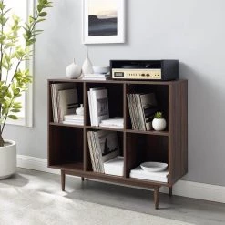 Liam 36 in. Walnut Engineered Wood 6-Shelf Accent Bookcase by CROSLEY FURNITURE 10 Liam 36 in. Walnut Engineered Wood 6-Shelf Accent Bookcase by CROSLEY FURNITURE -Deals CROSLEY FURNITURE Store walnut crosley furniture bookcases bookshelves cf1121 wa 1f 1000
