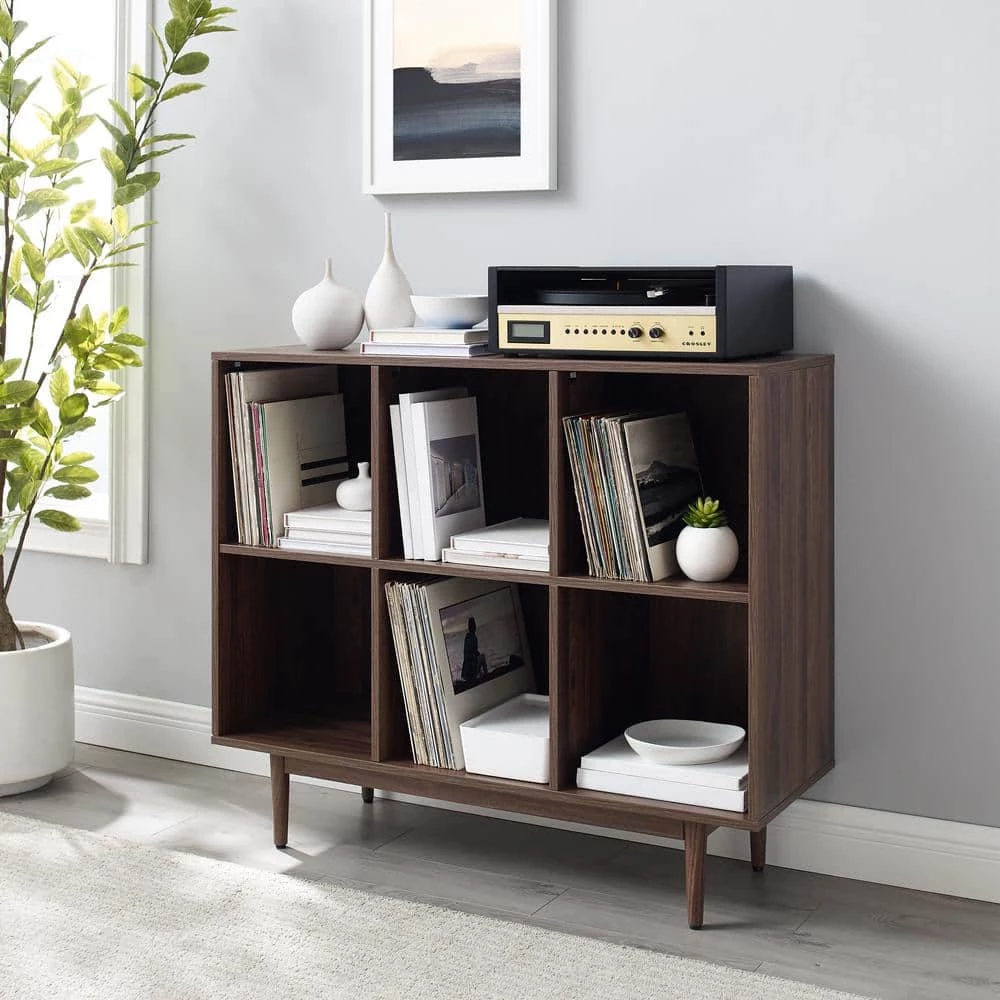Liam 36 in. Walnut Engineered Wood 6-Shelf Accent Bookcase by CROSLEY FURNITURE 6 Liam 36 in. Walnut Engineered Wood 6-Shelf Accent Bookcase by CROSLEY FURNITURE - Image 4