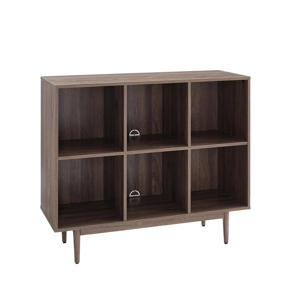 Liam 36 in. Walnut Engineered Wood 6-Shelf Accent Bookcase by CROSLEY FURNITURE 3 Liam 36 in. Walnut Engineered Wood 6-Shelf Accent Bookcase by CROSLEY FURNITURE
