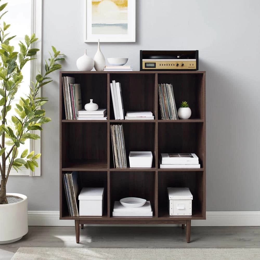 Liam 49.5 in. Walnut Engineered Wood 9-Shelf Accent Bookcase by CROSLEY FURNITURE 7 Liam 49.5 in. Walnut Engineered Wood 9-Shelf Accent Bookcase by CROSLEY FURNITURE - Image 5