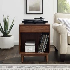 Liam Walnut Record Storage End Table by CROSLEY FURNITURE 14 Liam Walnut Record Storage End Table by CROSLEY FURNITURE -Deals CROSLEY FURNITURE Store walnut crosley furniture end side tables cf1117 wa 44 1000