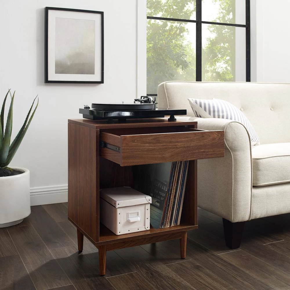 Liam Walnut Record Storage End Table by CROSLEY FURNITURE 4 Liam Walnut Record Storage End Table by CROSLEY FURNITURE - Image 2