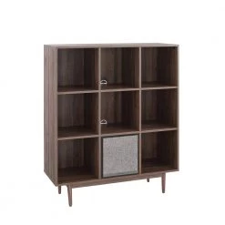 Liam Walnut 9-Cube Record Storage Bookcase with Speaker by CROSLEY FURNITURE