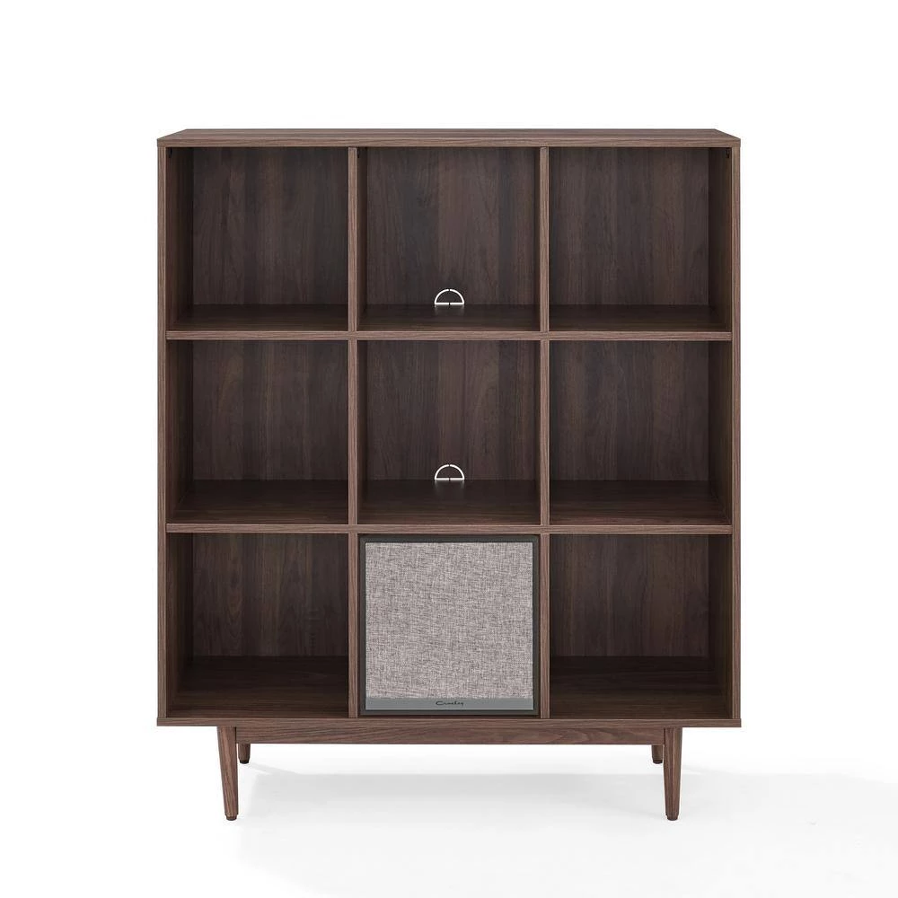 Liam Walnut 9-Cube Record Storage Bookcase with Speaker by CROSLEY FURNITURE 5 Liam Walnut 9-Cube Record Storage Bookcase with Speaker by CROSLEY FURNITURE - Image 3