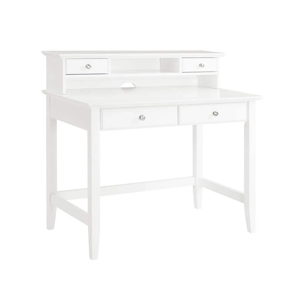 54 in. Rectangular White 4 Drawer Computer Desk with Hutch by CROSLEY FURNITURE 3 54 in. Rectangular White 4 Drawer Computer Desk with Hutch by CROSLEY FURNITURE