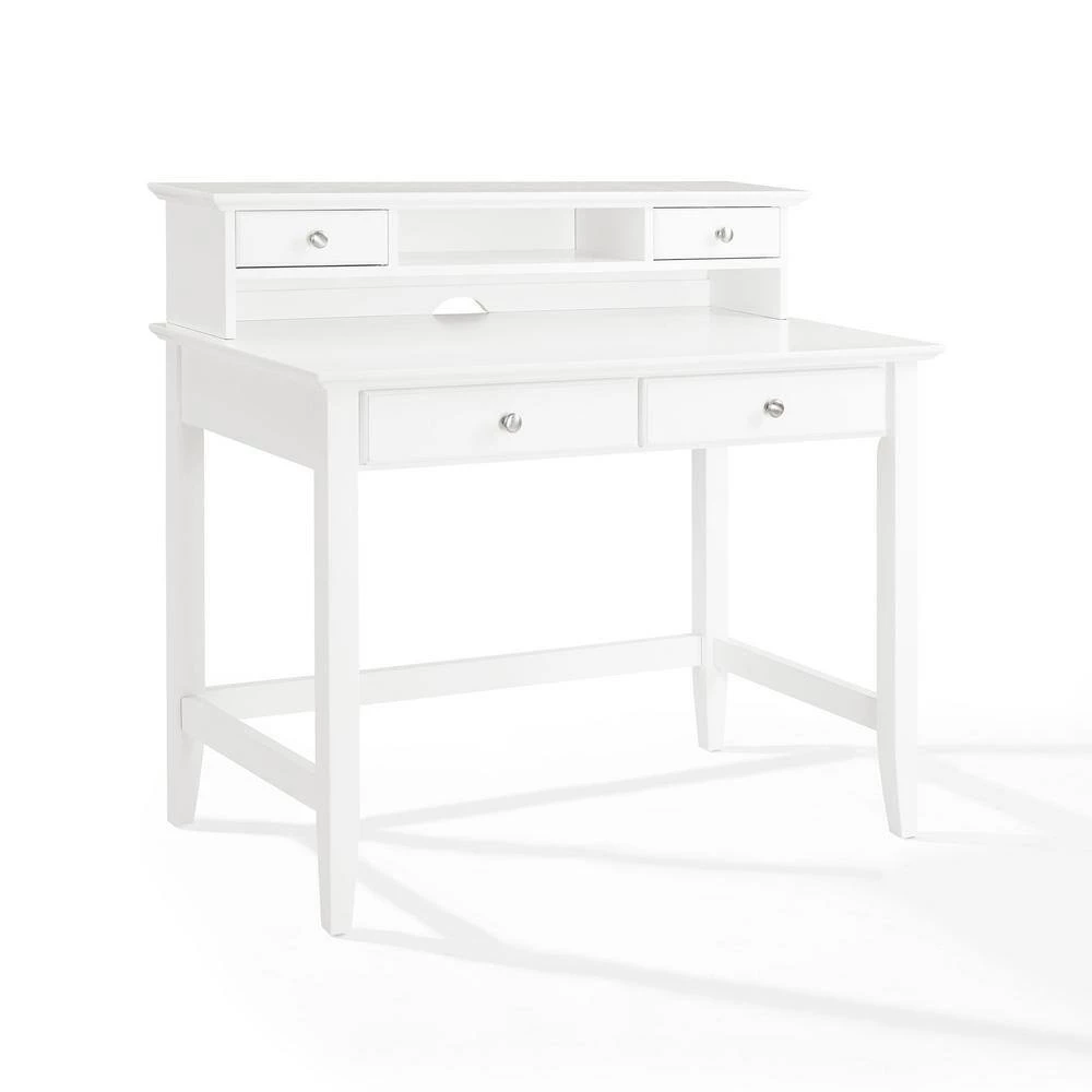 54 in. Rectangular White 4 Drawer Computer Desk with Hutch by CROSLEY FURNITURE 5 54 in. Rectangular White 4 Drawer Computer Desk with Hutch by CROSLEY FURNITURE - Image 3